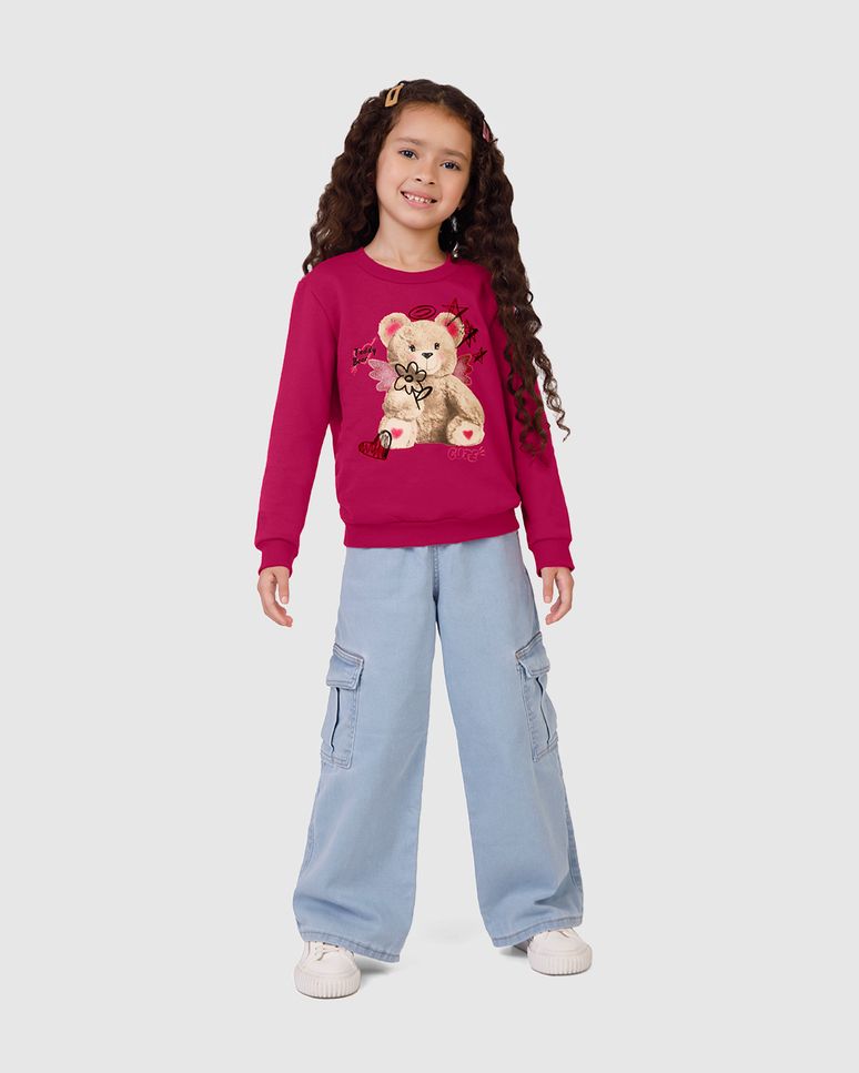 Blusão Infantil Menina Teddy Bear Em Moletom Flanelado Malwee Kids
