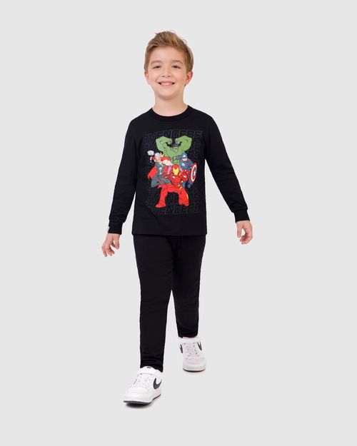 Camiseta Infantil Menino Manga Longa Estampa Avengers Em Algodão Malwee Kids
