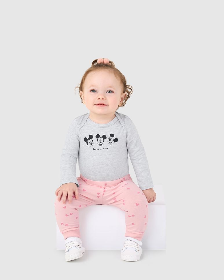 Body Bebê Unissex Funny All Time Mickey Disney Em Algodão Malwee Kids