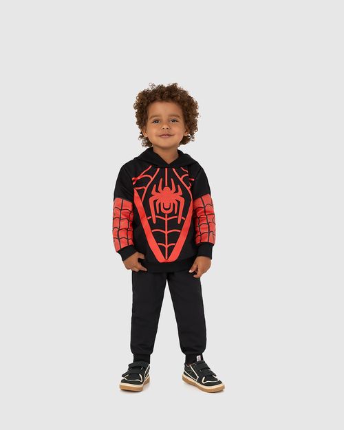 Conjunto Infantil Menino Blusão Com Capuz Homem-Aranha Moletom Malwee Kids