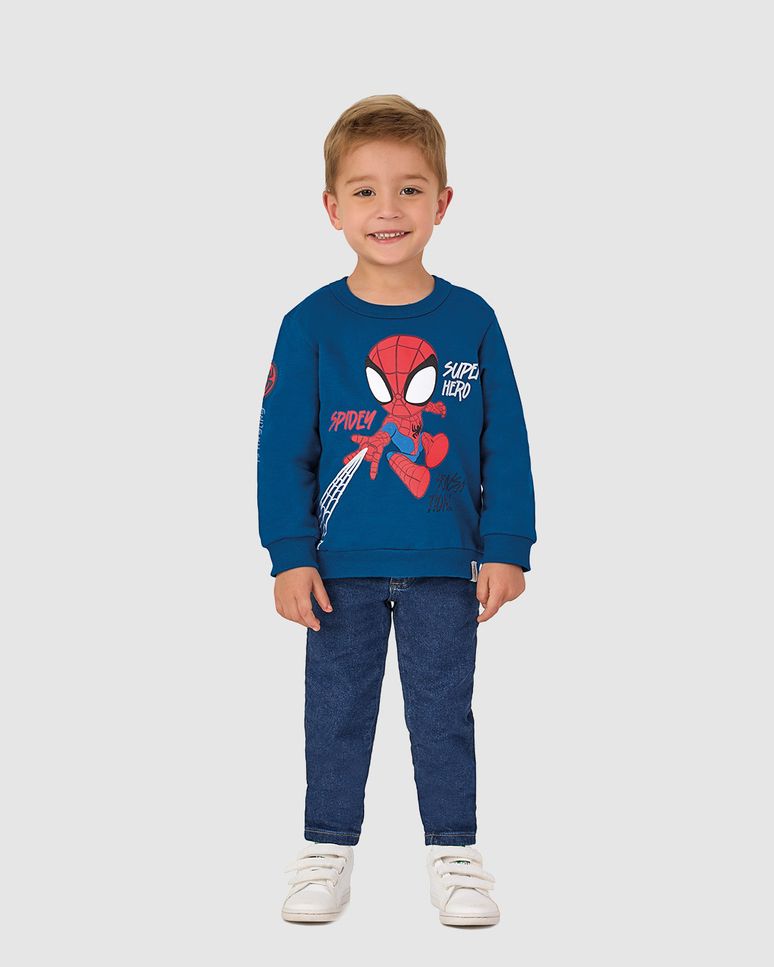 Blusão Infantil Menino Homem-Aranha Super Hero Moletom Flanelado Malwee Kids
