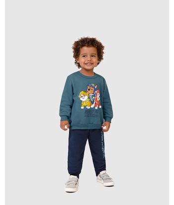 Conjunto Longo Infantil Menino Patrulha Canina Em Moletom Malwee Kids
