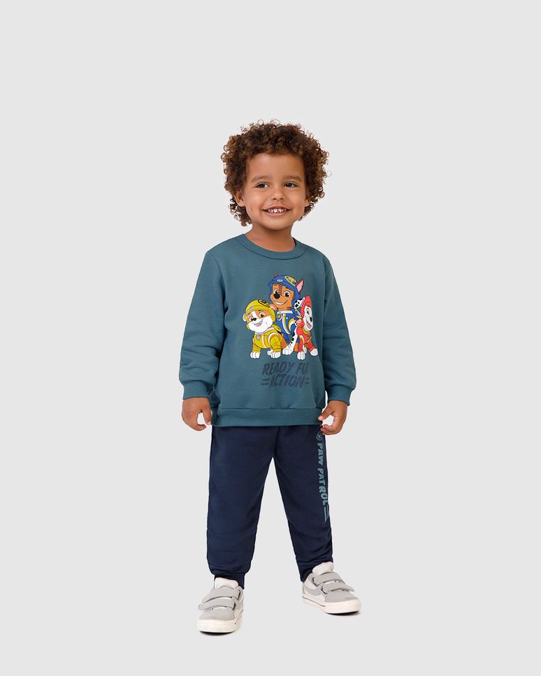 Conjunto Longo Infantil Menino Patrulha Canina Em Moletom Malwee Kids