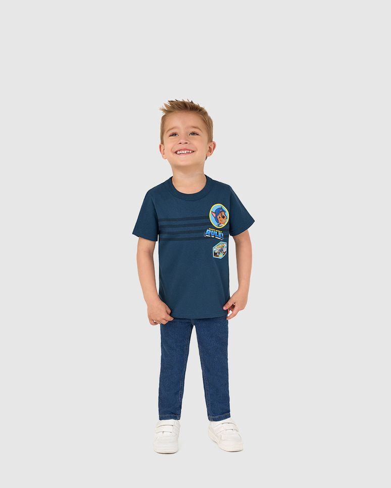 Camiseta Infantil Menino Listras Frontais Patrulha Canina Malwee Kids