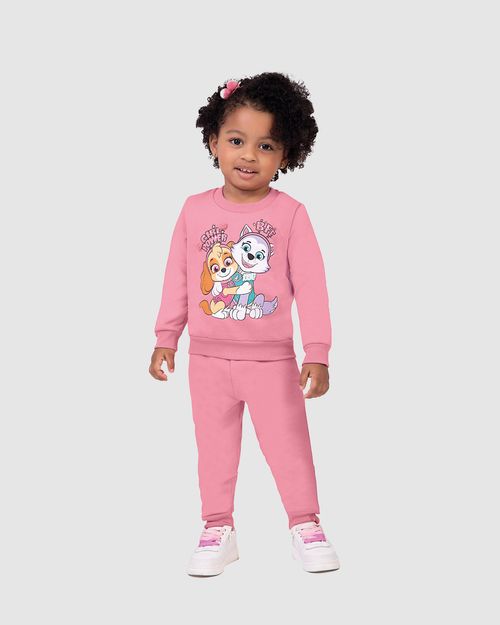 Conjunto Infantil Menina Aplique Pompom Patrulha Canina Moletom Malwee Kids