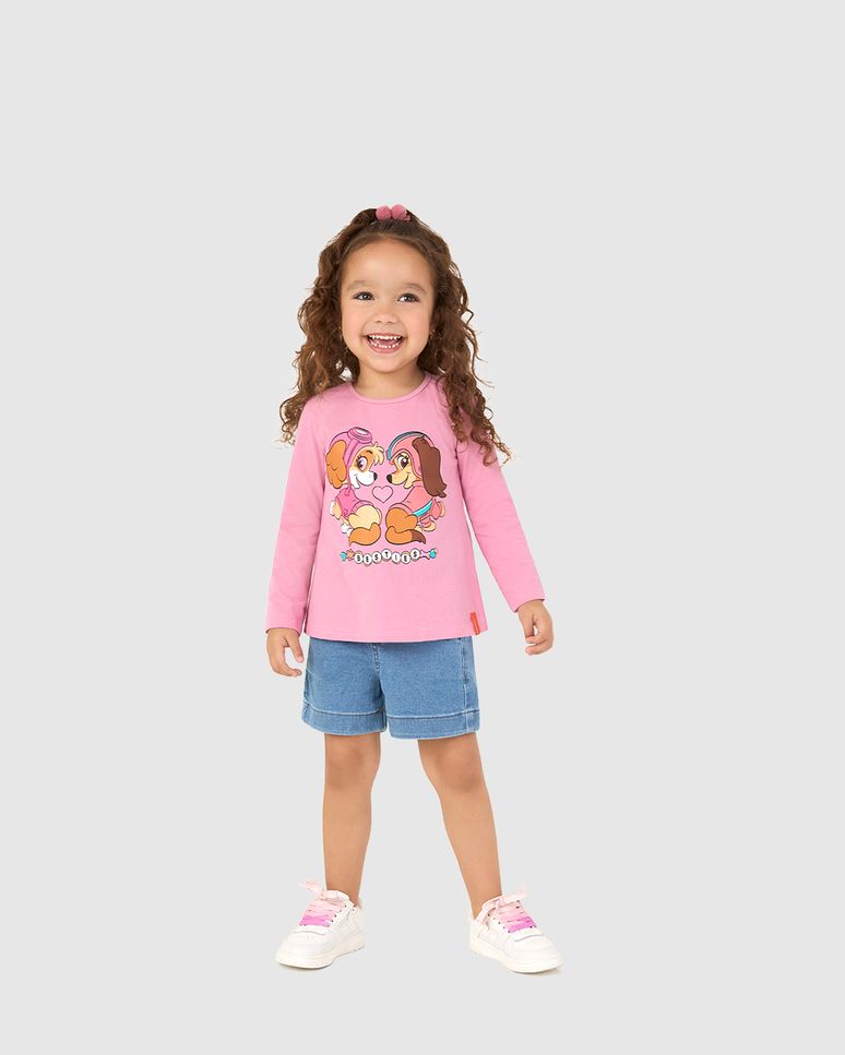 Blusa Infantil Menina Manga Longa Patrulha Canina Em Algodão Malwee Kids