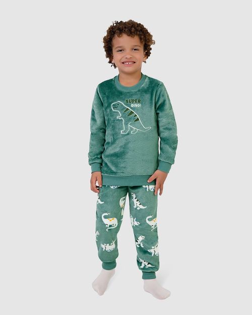 Pijama Longo Infantil Menino Super Dino! Em Fleece Malwee Kids