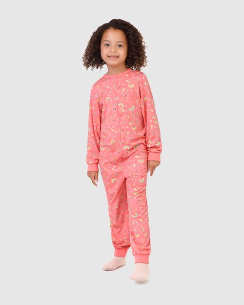 Pijama Macacão Infantil Menina Estampado Em Algodão Malwee Kids