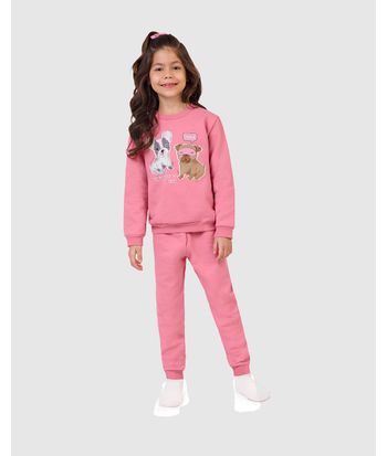 Pijama Longo Infantil Menina Hey My Friend Em Moletom Flanelado Malwee Kids