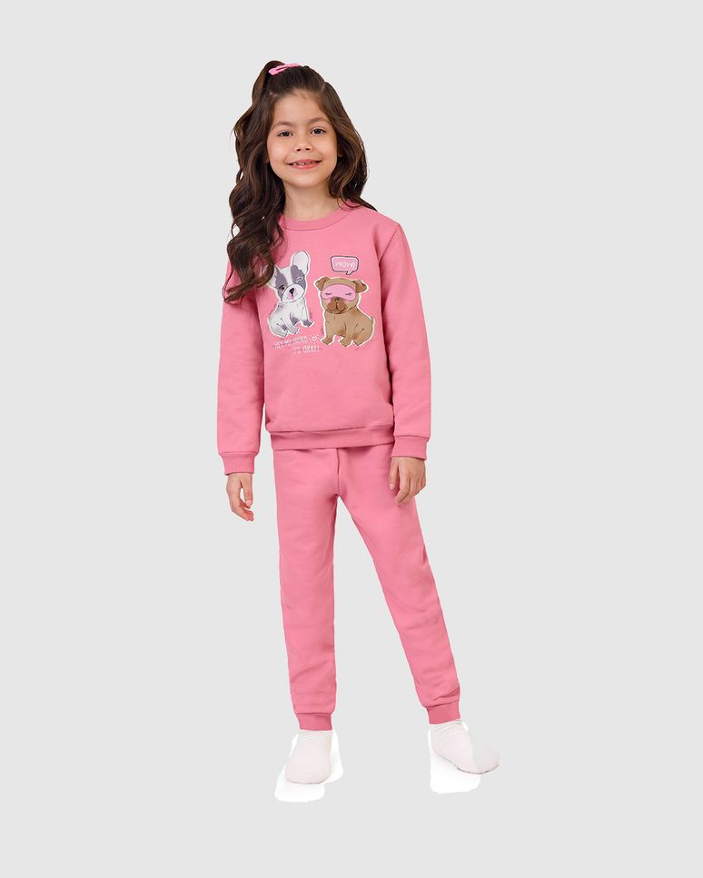 Pijama Longo Infantil Menina Hey My Friend Em Moletom Flanelado Malwee Kids