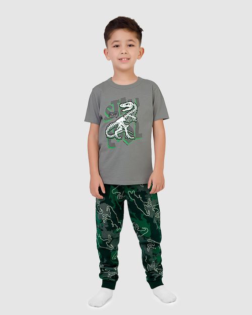 Pijama Longo Infantil Menino Estampa Brilha No Escuro Em Algodão Malwee Kids