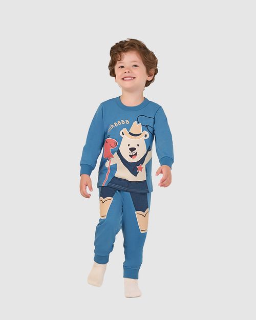 Pijama Longo Infantil Menino Cowboy Em Algodão Malwee Kids