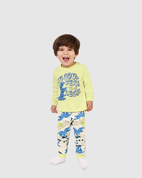 Pijama Longo Infantil Menino Calça Estampada Em Algodão Malwee Kids