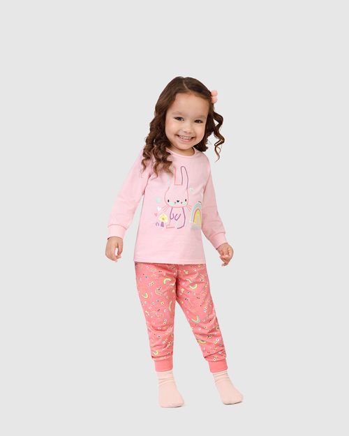 Pijama Longo Infantil Menina Estampa Brilha No Escuro Em Algodão Malwee Kids