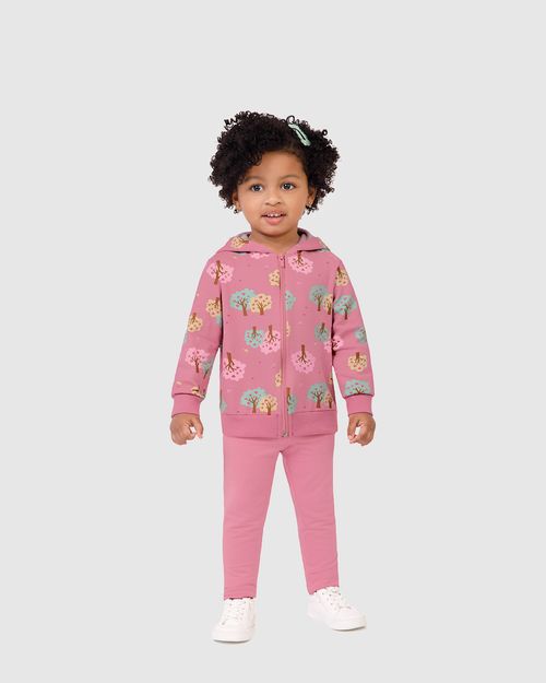 Conjunto Infantil Menina Jaqueta Em Moletom Stretch Flanelado Malwee Kids