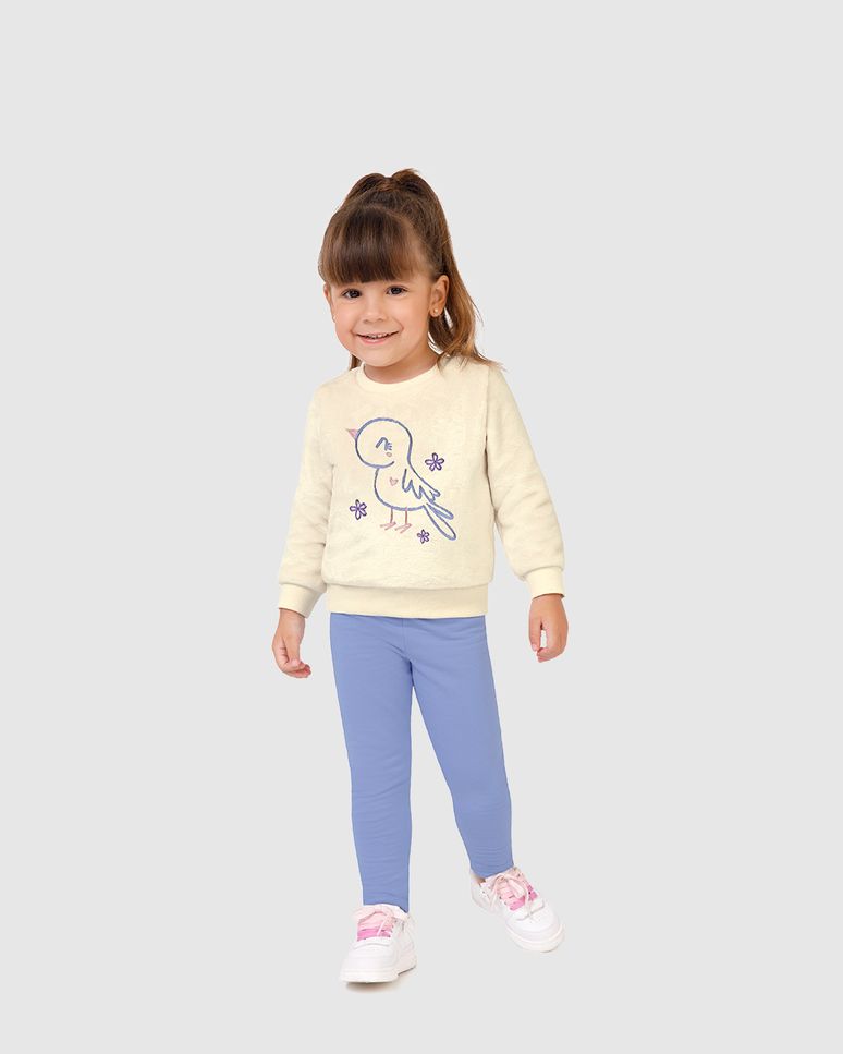 Conjunto Infantil Menina Blusão Estampa Bordada Em Pelúcia Malwee Kids