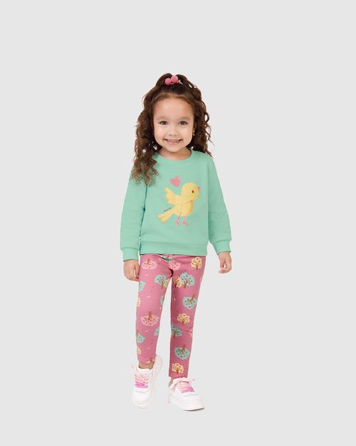 Conjunto Infantil Menina Legging Em Moletom Stretch Flanelado Malwee Kids