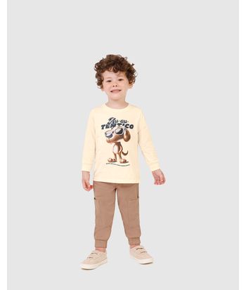 Camiseta Infantil Menino Manga Longa Estampa Temática Em Algodão Malwee Kids