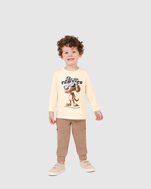 Camiseta Infantil Menino Manga Longa Estampa Temática Em Algodão Malwee Kids