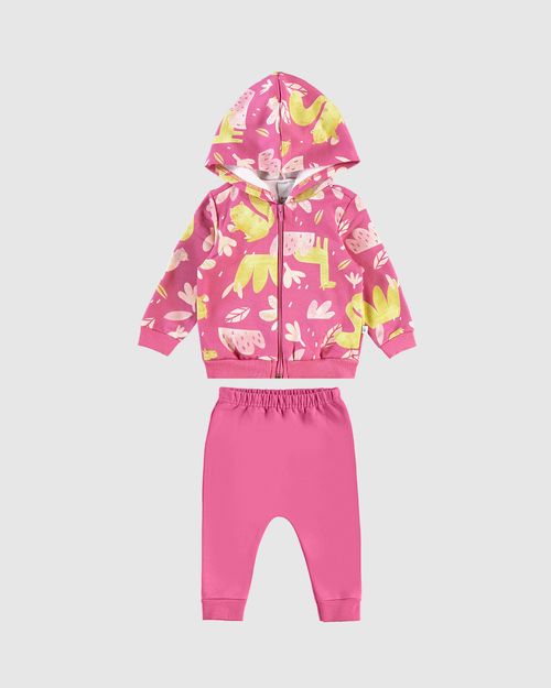 Conjunto Infantil Menina Jaqueta Estampada Em Moletom Flanelado Malwee Kids