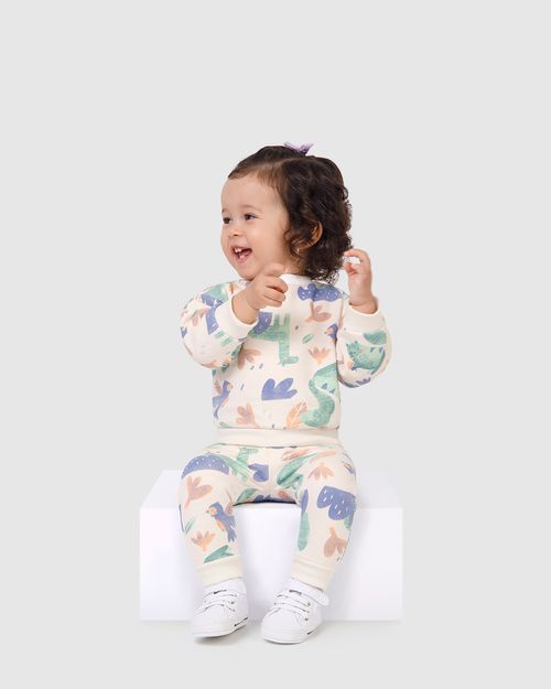 Conjunto Infantil Menina Estampado Em Moletom Flanelado Malwee Kids