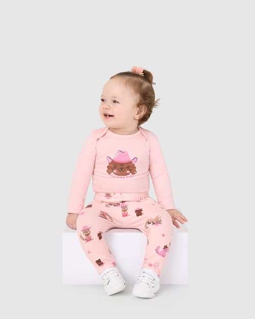 Body Bebê Menina Manga Longa Cachorrinha Em Algodão Malwee Kids