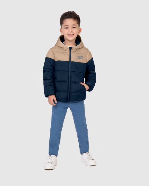 Jaqueta Puffer Infantil Menino Estampa Peitoral Em Nylon Malwee Kids