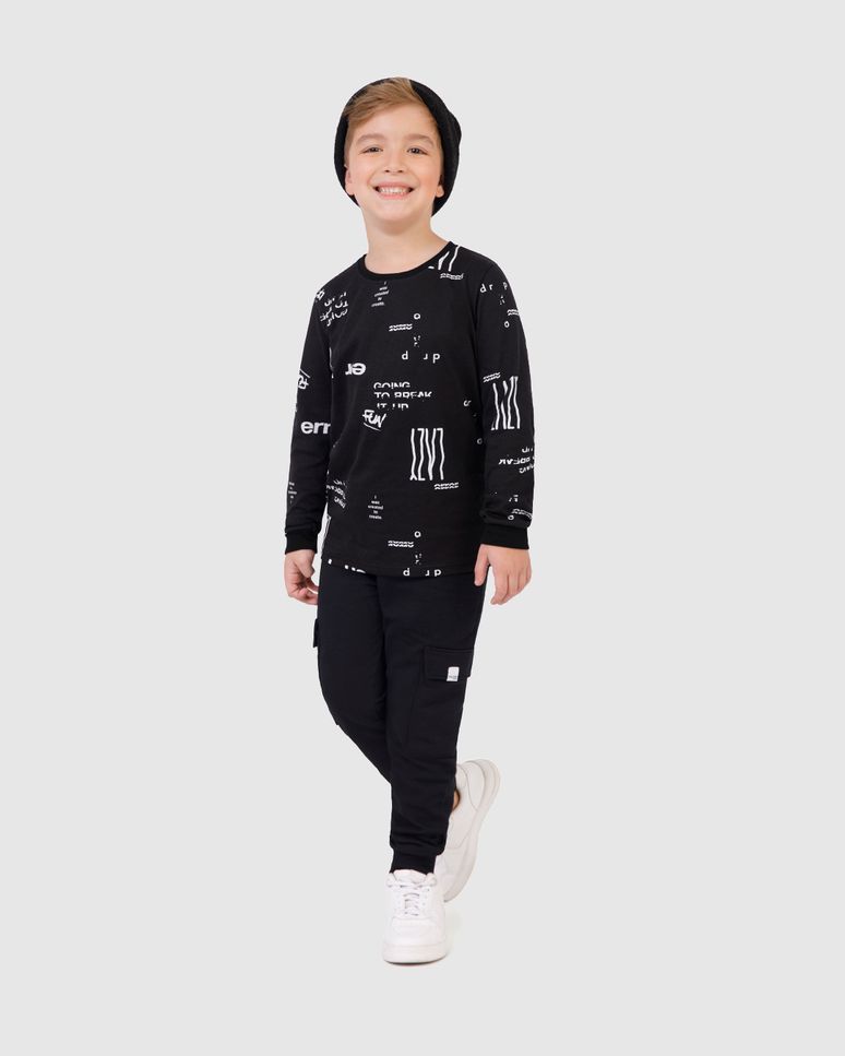 Camiseta Infantil Menino Manga Longa Estampada Em Algodão Malwee Kids