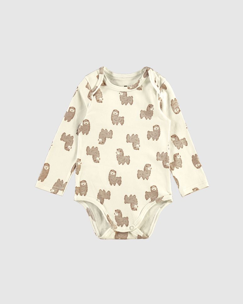 Body Bebê Unissex Manga Longa Estampa Lhamas Em Algodão Malwee Kids