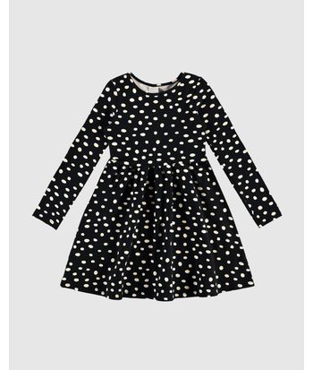 Vestido Infantil Acinturado Manga Longa Em Algodão Malwee Kids