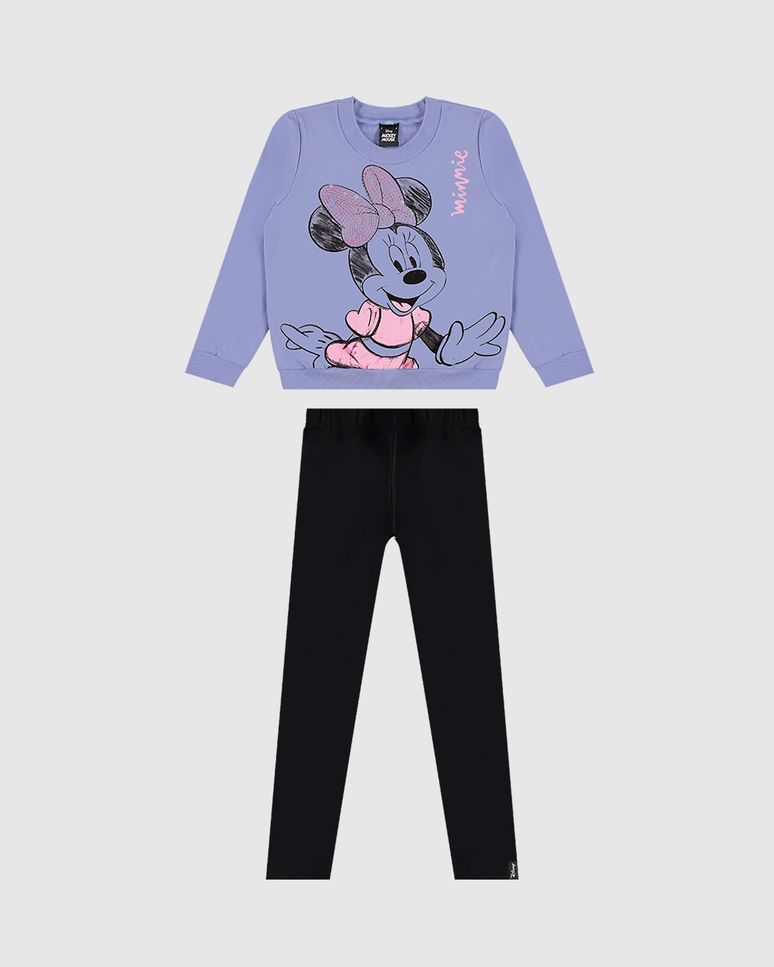 Conjunto Infantil Menina Blusão Minnie Mouse Disney Em Moletom Malwee Kids