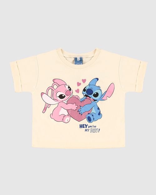 Camiseta Infantil Menina Stitch Disney Em Algodão Malwee Kids