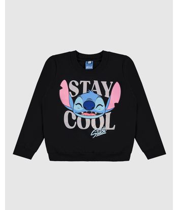 Blusão Infantil Menina Stay Cool Stitch Disney Em Moletom Malwee Kids