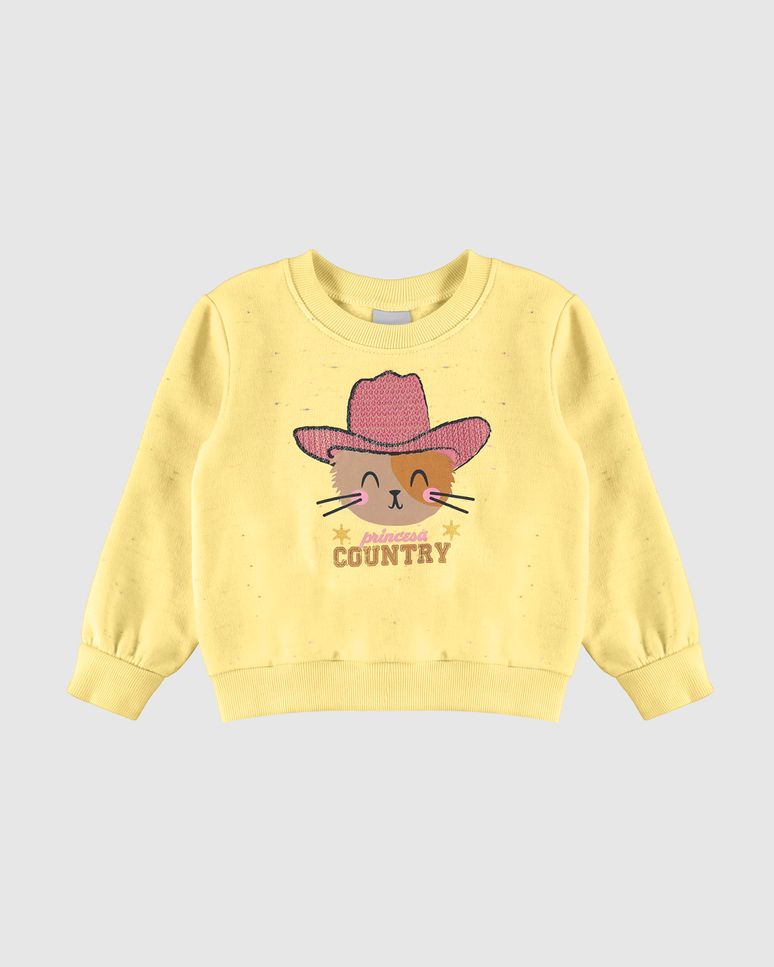 Blusão Infantil Menina Princesa Country Em Moletom Botonê Malwee Kids