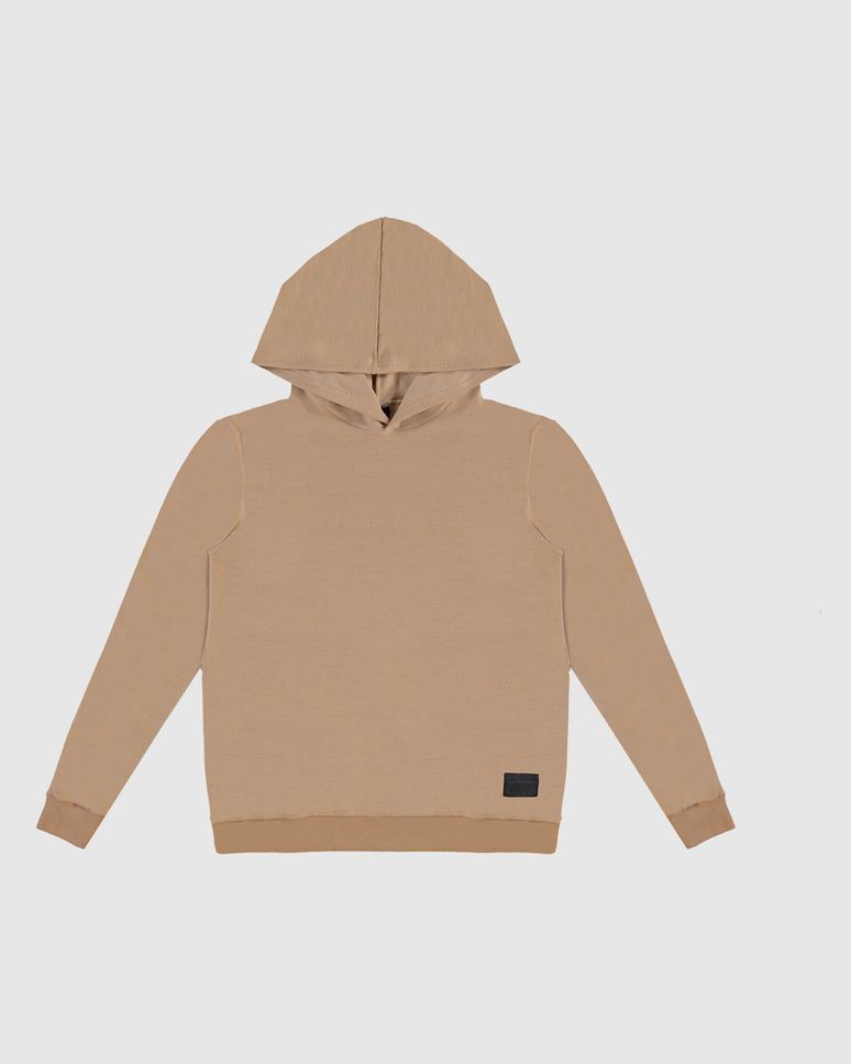 Camiseta Menino Com Capuz Manga Longa Em Moletom Rajado Malwee Kids