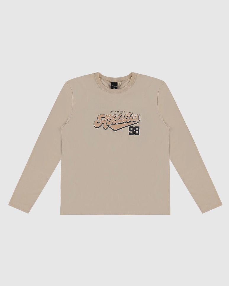 Camiseta Menino Manga Longa Los Angeles Athletics Em Algodão Malwee Kids