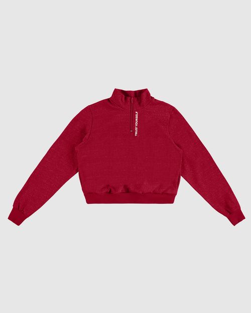 Blusão Cropped Menina Gola Alta Com Zíper Em Moletinho Lurex Malwee Kids