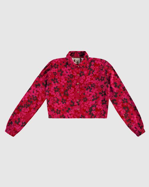 Camisa Menina Cropped Estampa Floral Em Viscose Malwee Kids