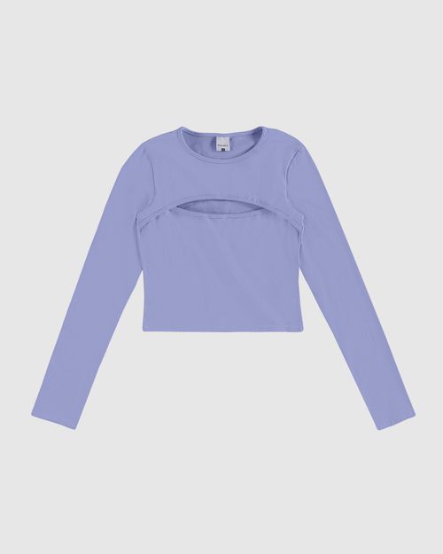 Blusa Menina Manga Longa Decote Detalhe Vazado Em Algodão Malwee Kids