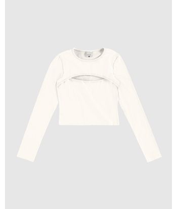 Blusa Menina Manga Longa Decote Detalhe Vazado Em Algodão Malwee Kids