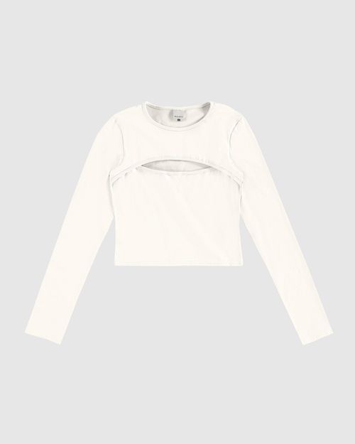 Blusa Menina Manga Longa Decote Detalhe Vazado Em Algodão Malwee Kids
