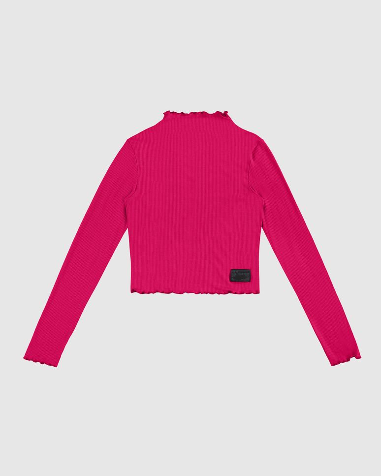 Blusa Menina Manga Longa Gola Alta Em Malha Viscose Canelada Malwee Kids