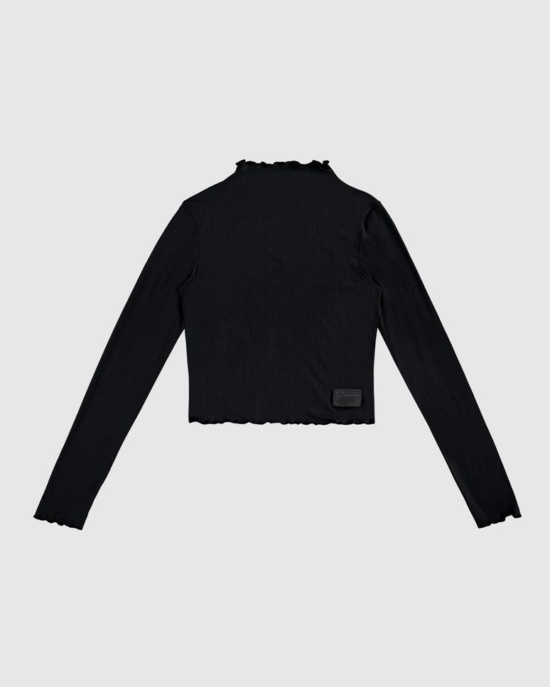 Blusa Menina Manga Longa Gola Alta Em Malha Viscose Canelada Malwee Kids