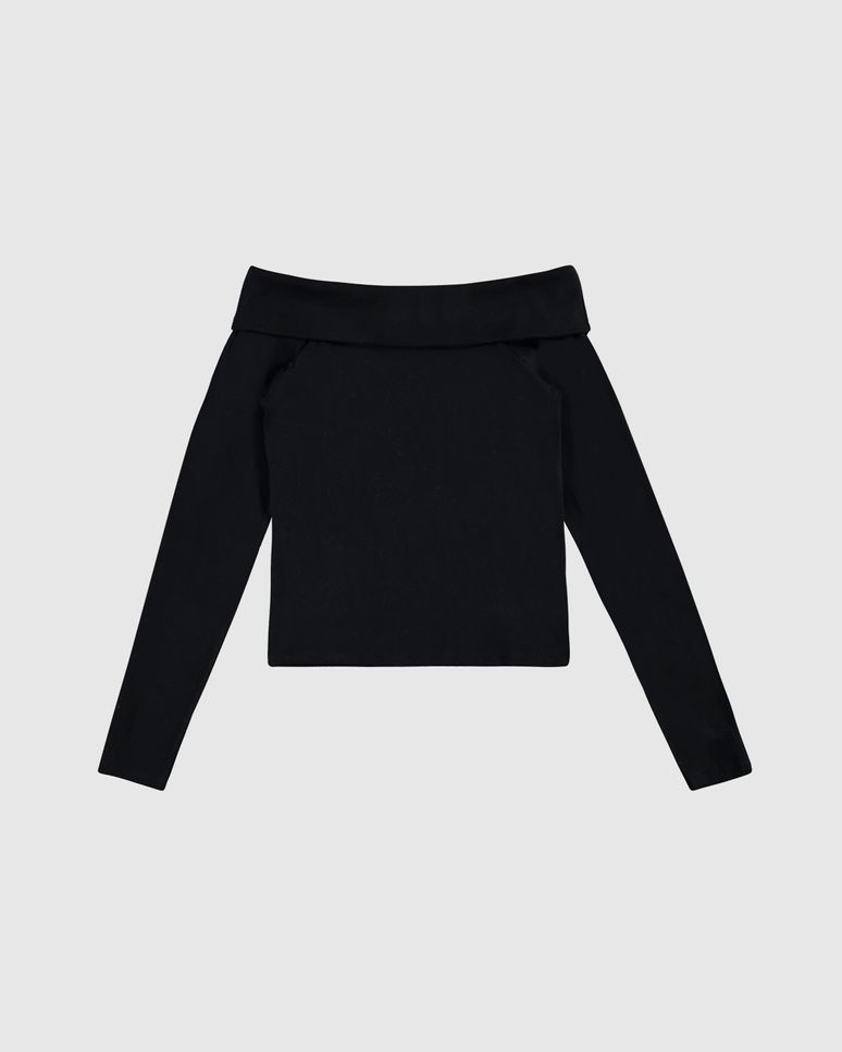 Blusa Menina Manga Longa Decote Ombro A Ombro Em Ribana Malwee Kids