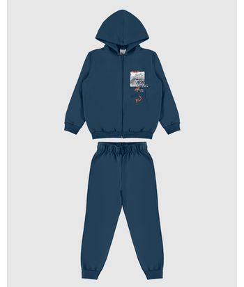 Conjunto Longo Infantil Menino Em Moletom Flanelado Malwee Kids