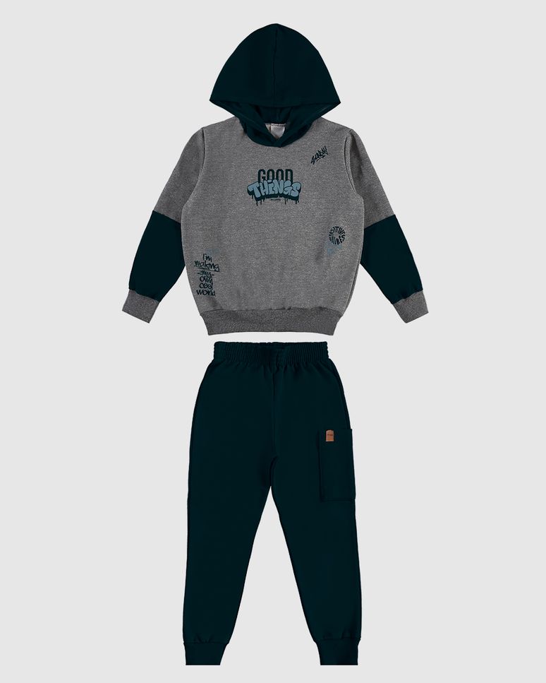 Conjunto Infantil Menino Blusão Good Things Em Moletom Flanelado Malwee Kids
