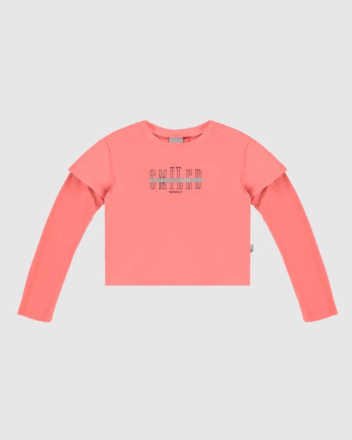Blusa Infantil Menina The Girl Smiled Manga Longa De Tule Malwee Kids