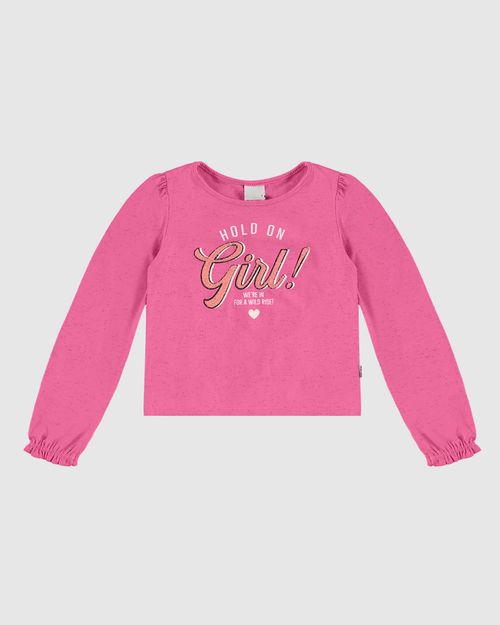 Blusa Infantil Menina Manga Longa Hold On Girl! Em Malha Botonê Malwee Kids