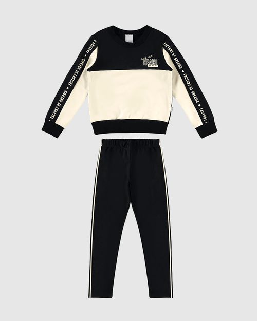 Conjunto Longo Infantil Menina Estampa Lettering Em Moletom Malwee Kids