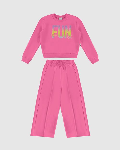 Conjunto Infantil Menina Fun Times Ahead Em Moletom Mesclado Malwee Kids